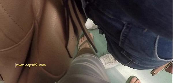  Stranger Fondle Woman&039;s Pussy Over Panties Under her Mini Dress  in Metro Subway